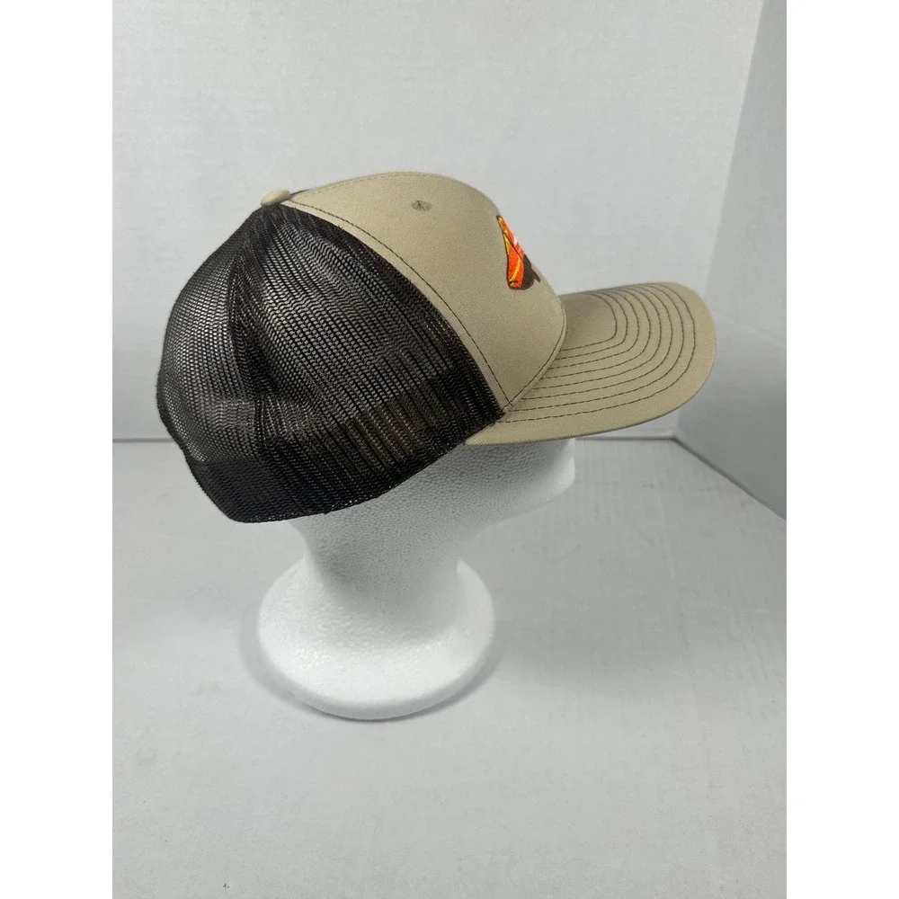 Richardson 112 Trucker Hat Tan Mesh‎ Embroidered Fish Logo Adjustable Snapback
